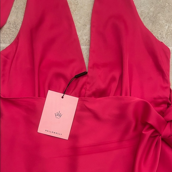 NWT! Hello Molly Fuchsia Pink Halter Mini Dress 6 - Picture 3 of 10
